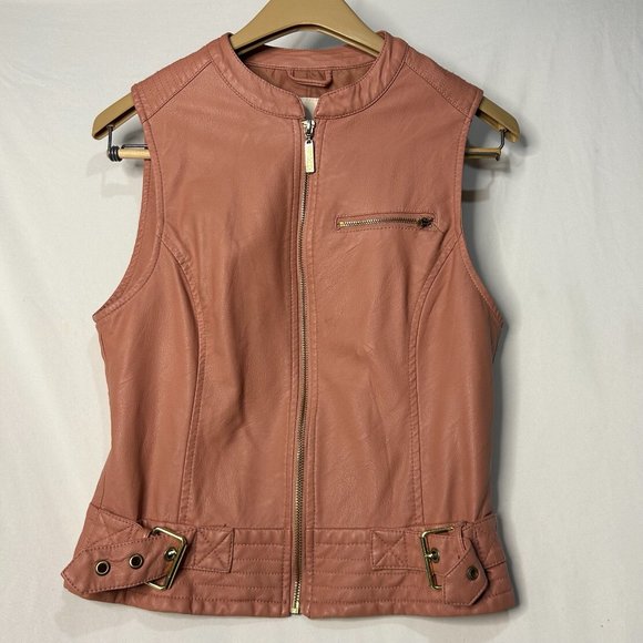 G by Guess Full Zipper Vest Women's Size Small Faux Leather - Picture 2 of 5